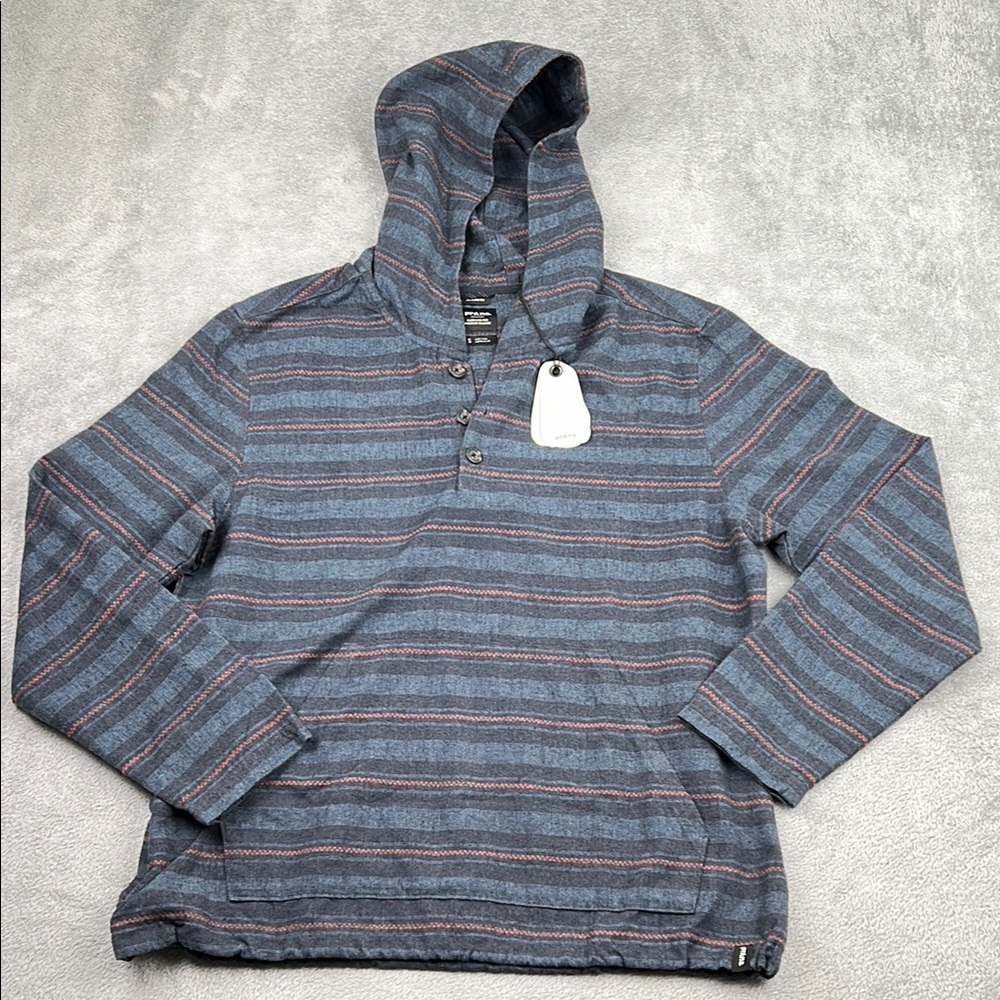 NEW Prana S Men's Westbrook Hooded Flannel Pullover Shacket Stormy Night